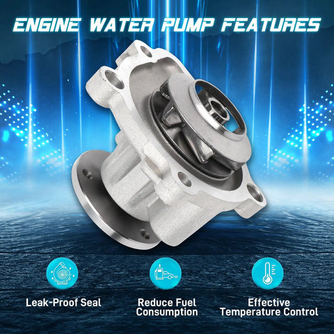 Heavy Duty Electric Water Pump Kit With Seal Gasket Straight Bolt On Cooling Swap For Chrysler 200 Sebring showing silver assembly.