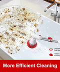 Cordless Electric Spin Scrubber With 6 Replaceable Brush Heads And Adjustable Extension Handle cleaning a dirty bathtub