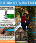 Big Grip Tree Climbing Kit For Kids With 16 Jumbo Holds And 8 Ratchets, 250 lbs weight limit, child climbing tree outdoors