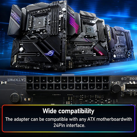 Motherboards with 90 Degree ATX 24 Pin ARGB Right Angle Female To Male Adapter For Mini ITX Builds, 5V 3 Pin Sync Motherboard Power Connector