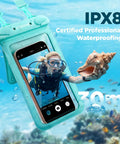 Waterproof Phone Pouch 2 Pack Up To Eight Point Eight Inches Double Bag IPX8 Case Built For Outdoors snorkeling underwater.