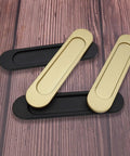 Self Adhesive Pull Handles 2 Pack Stick On Black For Kitchen Cabinets Drawers Windows And Closets Push Pull Helper With Easy Install No Drill Removable Durable Grip, black and gold handles