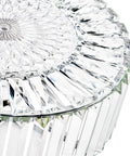 Close view of Modern Crystal Flush Mount Ceiling Light Fixture Dope With 12 Inch Round Crystal Shade showing the intricate design