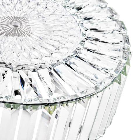 Close view of Modern Crystal Flush Mount Ceiling Light Fixture Dope With 12 Inch Round Crystal Shade showing the intricate design