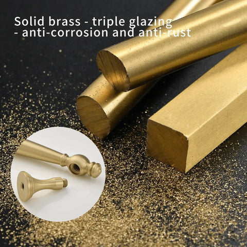 Solid brass materials showcasing Heavy Duty Five Inch Solid Brass Cabinet Pulls In Brushed Matte Gold Offering A Secure Hold And Silky Smooth Glide For Kitchen Cabinetry Bathroom Vanities And Dresser Drawers Zero Hassle Install.