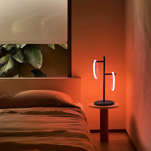 Saturn RGB Color Changing Table Lamp With Tree Desk Design Two LED Lights For Living Room Bedroom Office Reading Modern Black Finish Color Gradient Mood Lighting