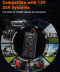 12V 24V Car Battery Tester With Digital Pro Grade All In One Battery And Alternator Tester, LCD Display, LED Indicators, voltage analyzer for cars, SUVs, RVs, motorcycles, trucks