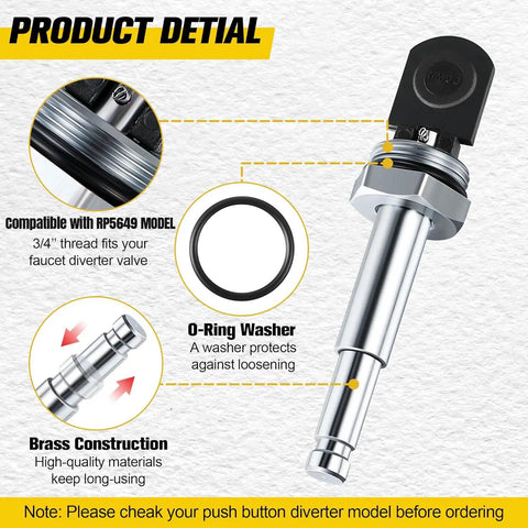 Push Button Diverter Replacement For RP5649 Delta 600 Series Single Handle Shower Valve Diverter Assembly, details highlighted