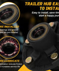Redants 2-set 5-lug trailer hub kit, 4.5-inch axle, pre-installed bearings and seals, lubricated
