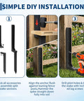 No Fuss Heavy Duty Fence Post Repair Kit With Ground Stakes To Quick Fix Leaning Or Rotted Wood Fences Tough Black 11 Gauge Steel during DIY installation steps.