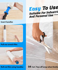 Steps using One Roll 15 Inch Wide 900 Ft Clear Heavy Duty Plastic Stretch Wrap For Shipping And Moving Pro Grade Extra Durable Shrink Film