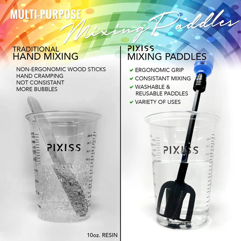 Comparison of traditional hand mixing with wood stick and Workhorse Three Pack Resin Mixer Paddles For Drill.