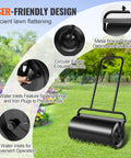 Large Capacity Lawn Roller 13 Gallon Heavy Duty Steel Sand Or Water Filled With Easy Turn Plug And U Shaped Ergonomic Handle