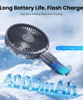 Ultra Quiet 6 Inch Handheld Personal Fan With 6 Speeds Rechargeable Battery Desktop Base 180 Degree Foldable For Travel Concerts Makeup Office Grey Your Go To Breeze on snow background, 4000mAh battery