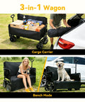 Heavy Duty Folding Wagon Cart With Wheels 560Lbs Load 240L Capacity as cargo carrier and bench with person and dog