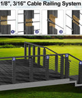 20 Pack 5/16 Inch Black Angle Washers for Cable Railing and Stair Ends installation example on outdoor stairs