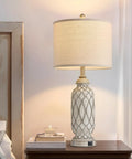 Rustic Farmhouse Table Lamps Set Of 2 For Bedroom And Living Room, 28 Inch Bedside Lamps With USB Ports, 3 Way Dimmable Nightstand Lighting