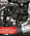 8-Piece SAE 12-Point Box End Torque Adapter Extension Set in action within an engine bay, showing reach to difficult fasteners.