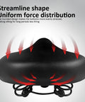 Kids Bike Seat For 18 20 And 24 Inch Bicycles Replacement Saddle with ergonomic design, shown from front, with force distribution diagram.