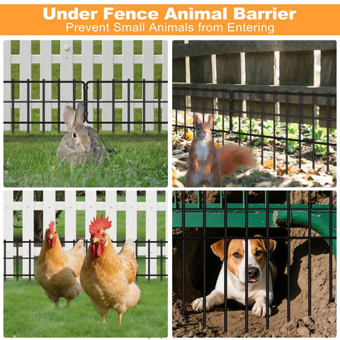 No Dig Garden Fence Barrier Set, 30 Panels Spanning 42.5 Feet, 13 Inch High Rustproof Metal Border to stave off animals outdoors