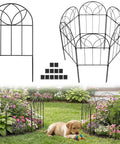Arch Black No Dig Metal Garden Fence Panels, 6 Pack, Rustproof Border Fencing For Flower Beds, Rabbits And Dogs, 24 Inches High