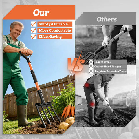 Comparison of 4-Tine Pitch Fork With Foot Step, Ergonomic Y-Handle Garden Digging Fork For Soil Loosening with others.