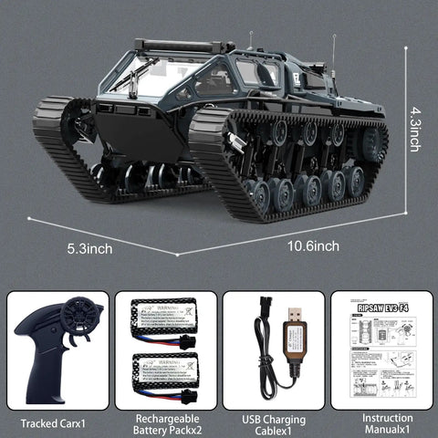 One Sixteen Scale RC Tank Car With 2.4GHz Remote, Off Road Tracked Vehicle, Beast Mode High Speed Crawler with accessories