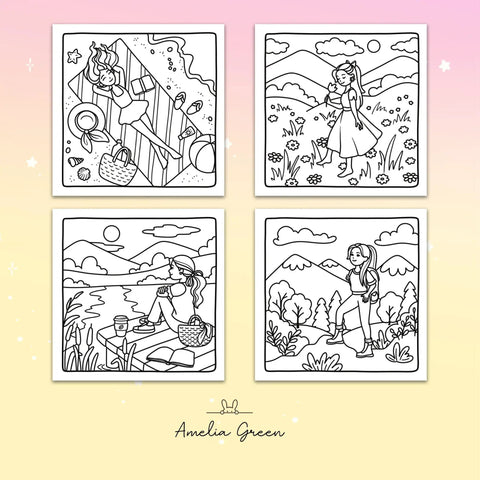 Coloring Book For Adults And Teens Featuring Cute Girly Scenes For Relaxation And Cozy Self Care With Stress Relief Mindful Downtime