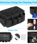 Big Ol Extra Large Cleaning Caddy Organizer With Sturdy Handles Five-Compartment Tote For Car, Home And Housekeeping Supplies Large Capacity Storage Bag Black with visible compartments and pockets