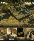Beefy Waterproof 10x10 Camping Tarp Emergency Shelter with ridgeline loops, gear loop, edge loops, and brass grommets in forest setup.