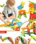 Totally Legit 92 Piece Screw Engineering Blocks Set With Sensory Construction Bricks For Creative STEM Learning Activities And Super Cool Kid Gift Ages 3 Plus. A child assembling colorful plastic blocks.