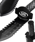 Beefy Heavy Duty Metal Detecting Shovel with Double Serrated Blade, tough steel, compact size, ideal for treasure hunting and landscaping.