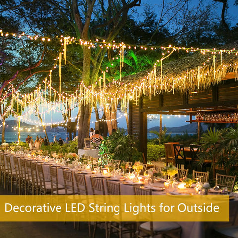 Extra Long 144 Ft Solar String Lights Outdoor 2 Pack 400 LED Copper Wire With 8 Modes Waterproof IP65 Warm White Fairy Lights over outdoor dining setup