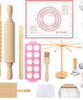 All In One Pasta Making Tools Set 14 Piece Kit With Drying Rack Ravioli Press Pasta Cutting Tools Beech Wood Rolling Pins Gnocchi Board