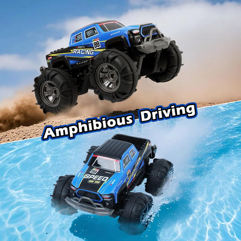 Waterproof Monster Truck Gesture RC Car With 4WD Amphibious All Terrain Drive Dual Mode Remote Control Toy in water and on land