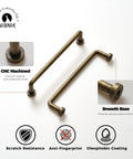 10 Pack 5 Inch Center To Center Antique Brass Kitchen Cabinet Pulls with CNC machined precision and smooth base