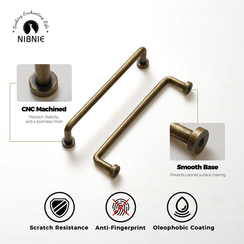 10 Pack 5 Inch Center To Center Antique Brass Kitchen Cabinet Pulls with CNC machined precision and smooth base