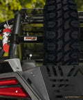 Spare Tire Mount For Polaris RZR XP Turbo Straight Tube Clamp Fits 1 3/4 Inch Roll Cage, heavy duty steel construction.