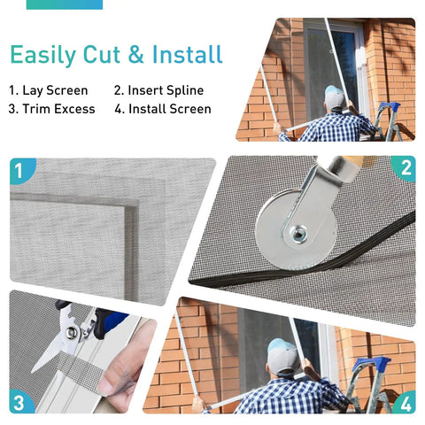 Installation process of Heavy Duty 304 Stainless Steel Window Screen Roll 35 Inch By 10 Foot Black PVC Coat 22 Mesh Rust Resistant