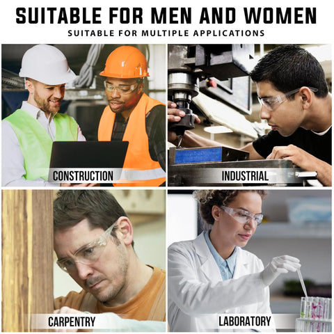 Bulk 144 Pack Safety Glasses ANSI Z87.1 Compliant Clear Polycarbonate Lenses for construction, industrial, carpentry, lab use