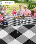 Waterproof Vinyl Rectangle Table Cloth With Soft Flannel Backing, Spillproof And Wipeable Buffalo Check Black And White Table Cover