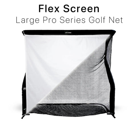 Pro Series 9 Flex Golf Simulator Screen For Home Practice with net setup, professional-grade impact screen, black frame