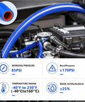 Heavy Duty 5/8 Inch Silicone Heater Hose 16 Foot Long High Temp Reinforced Radiator Line shown installed in an engine bay.