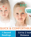 Infrared Touchless Forehead Thermometer For Adults And Kids, Fast Accurate Non Contact Temperature Readings From Safe 0.4 To 2 Inches, Perfect For Babies Children And Family Health Checks. Child forehead temperature check with infrared thermometer, 0.4 to 2 inch range