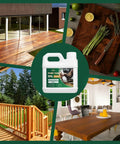 Real Deal Pure Tung Oil Wood Finish 34 Ounce Bottle in various wood settings for furniture, floors, and outdoor use.