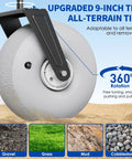 Close-up of a 9-inch TPU all-terrain tire of Heavy Duty Beach Wagon With Big Wheels For Sand 450 Lb Load Foldable Cart