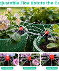Effortless Plug-and-Play Drip Irrigation System With Quick-Connect Fit in use with adjustable emitters in potted plants