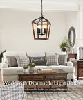 Farmhouse Style Chandelier Light Fixture For Kitchen And Dining Room With Barn Chic Vibe over a cozy living room setting.