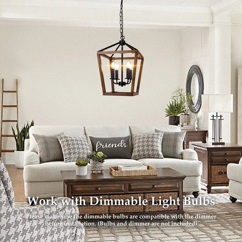 Farmhouse Style Chandelier Light Fixture For Kitchen And Dining Room With Barn Chic Vibe over a cozy living room setting.