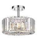 Gold Finish 11.88 Inch Semi Flush Mount Crystal Ceiling Light With Two Lights Modern Round Crystal Chandelier Style Flush Mount Fixture For Bedroom Hallway Kitchen Entryway High Quality K9 Crystals